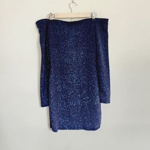 NWT Windsor Shimmery Blue Off the Shoulder Mini Dress size Medium